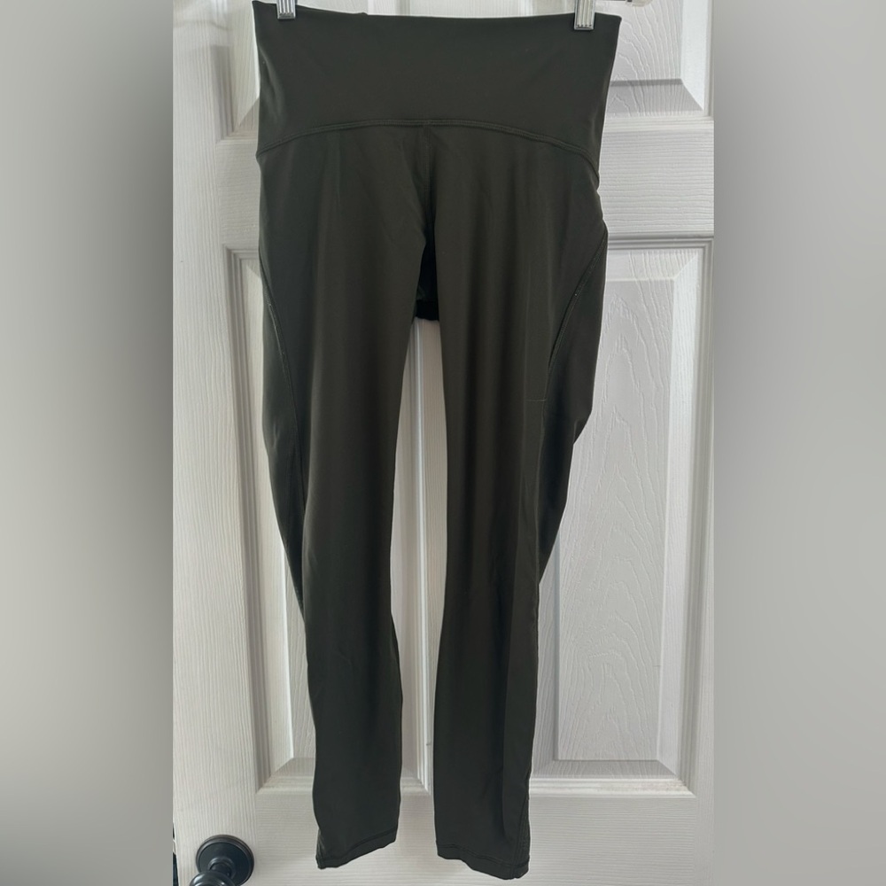 Lululemon Fast & Free 7/8 Tight Olive Green with Mesh size 6 - Picture 2 of 5